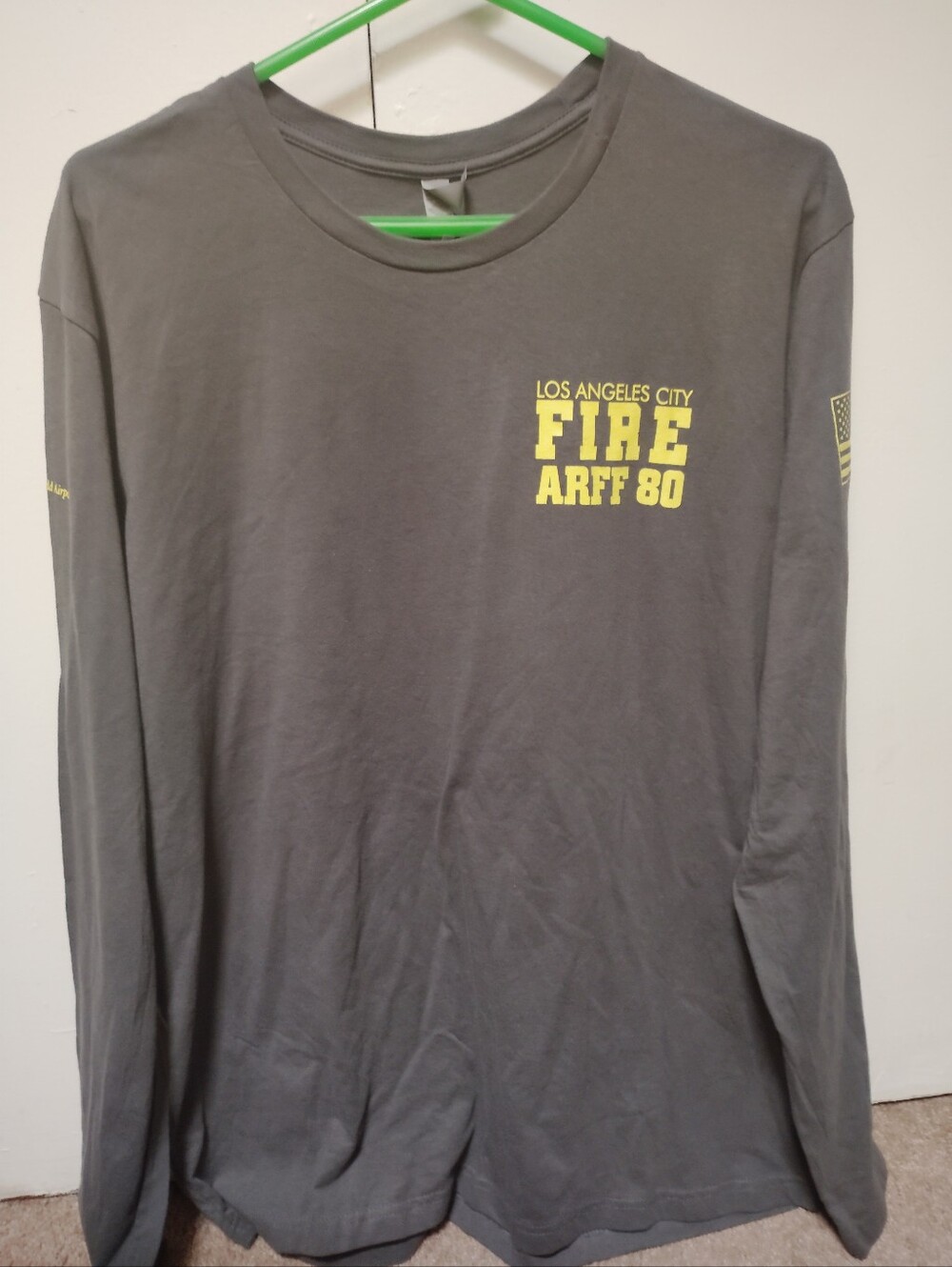Los Angeles Fire Department ARFF 80 MEN'S Long Sleeve Shirt Grey Sz. XL
